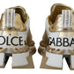 Dolce & Gabbana Elegant White and Gold Leather Sneakers