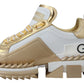 Dolce & Gabbana Elegant White and Gold Leather Sneakers