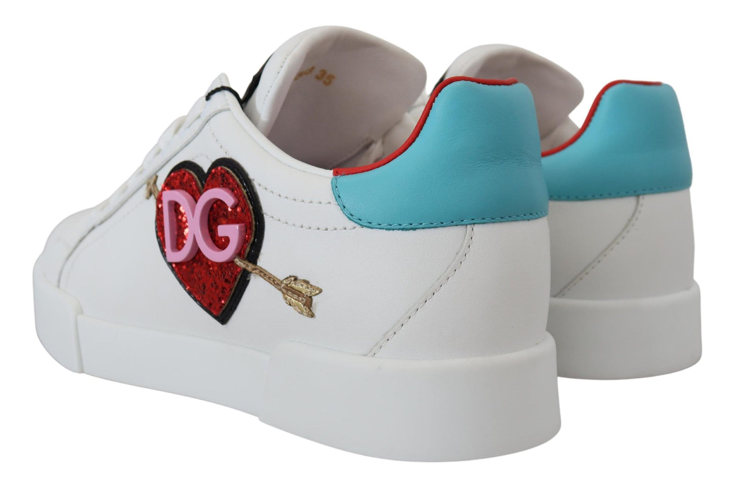 Dolce & Gabbana Elegant White Portofino Leather Sneakers