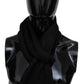 Black Wool Blend Unisex Neck Wrap Fringes Men's Scarf - SEHABRANDS