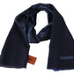 Navy Wool Knit Unisex Neck Wrap Fringe Shawl Men's Scarf - SEHABRANDS