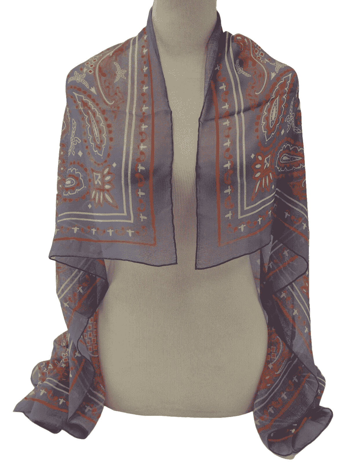 Stonewash Modal Silk Paisley Print Jacquard Scarf - SEHABRANDS