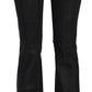 Chic Flared Mid Waist Black Denim - SEHABRANDS