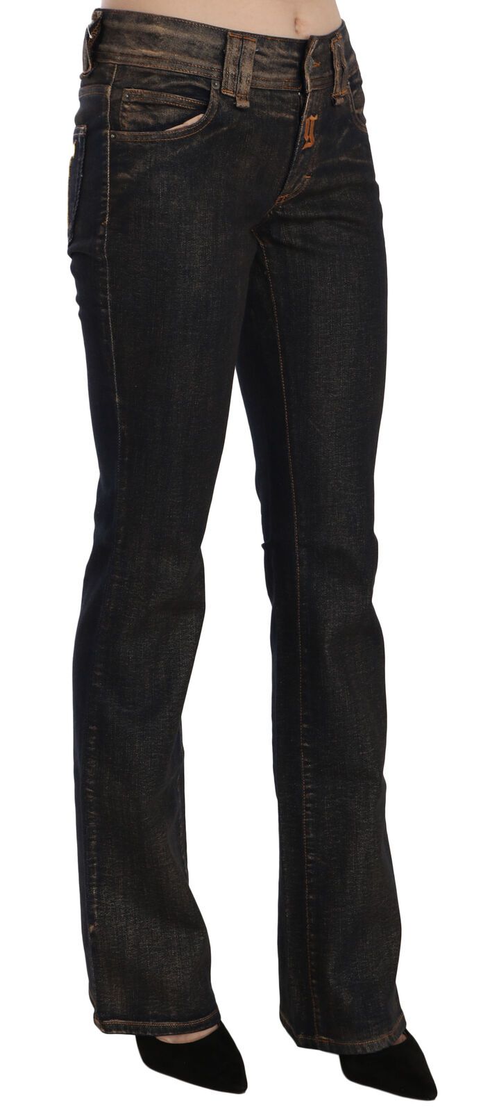 Chic Flared Mid Waist Black Denim - SEHABRANDS