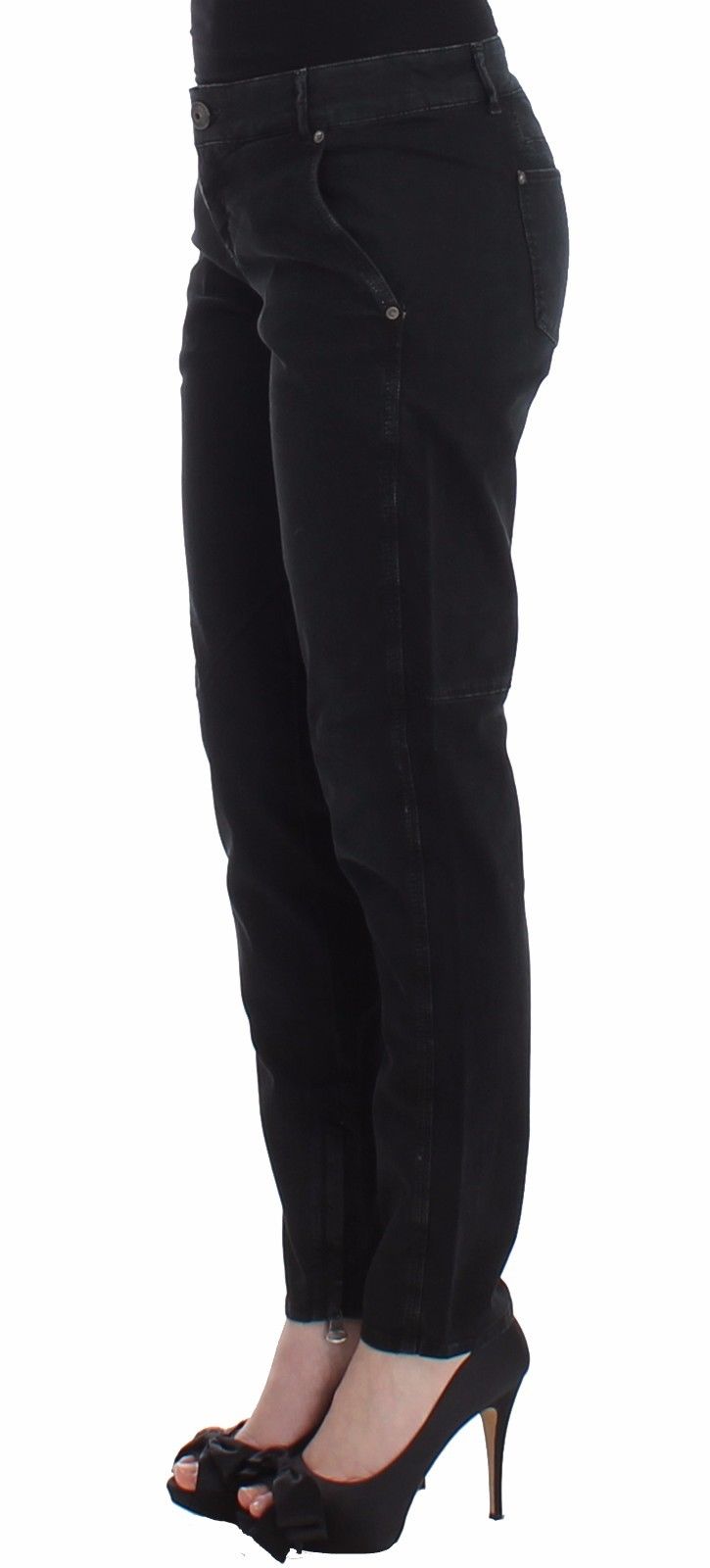 Sleek Black Slim Leg Designer Jeans - SEHABRANDS