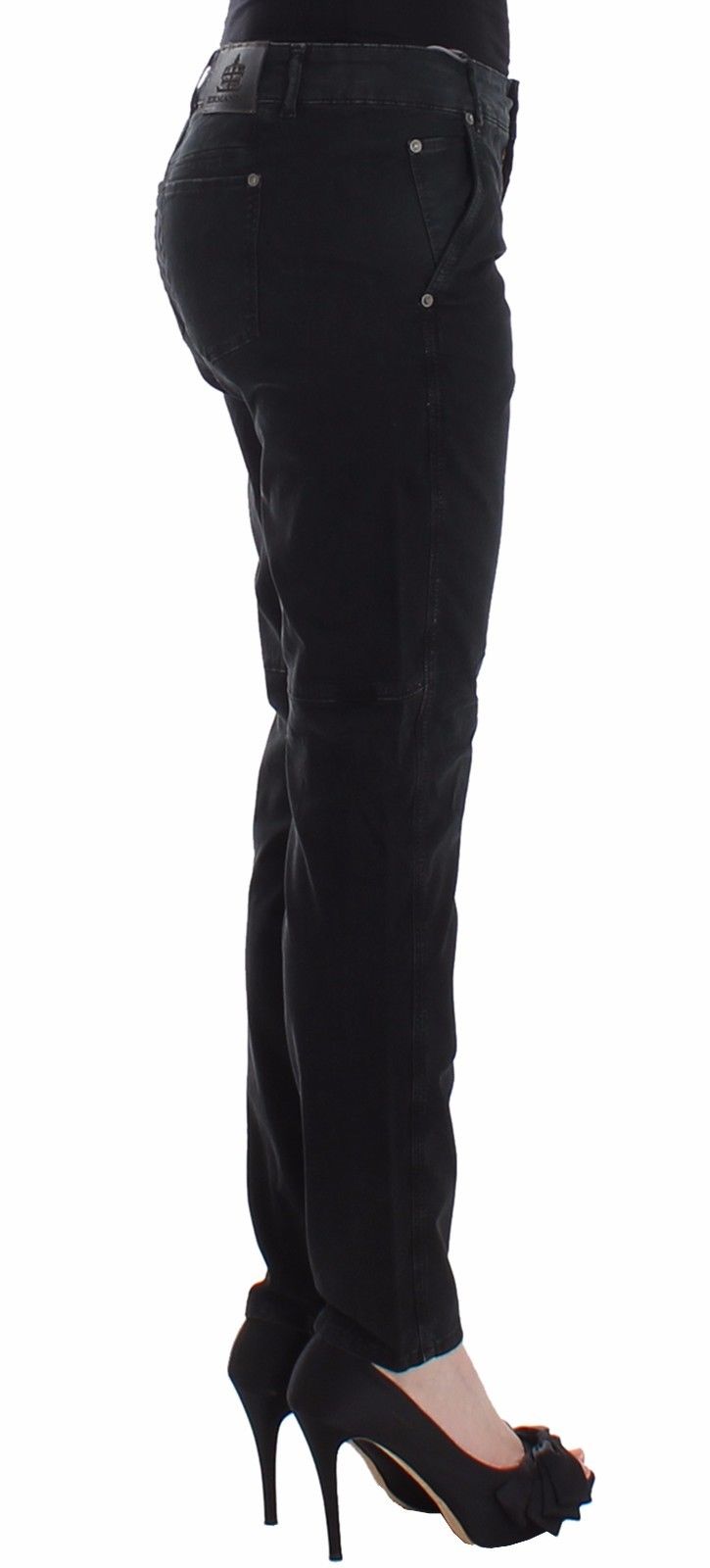 Sleek Black Slim Leg Designer Jeans - SEHABRANDS