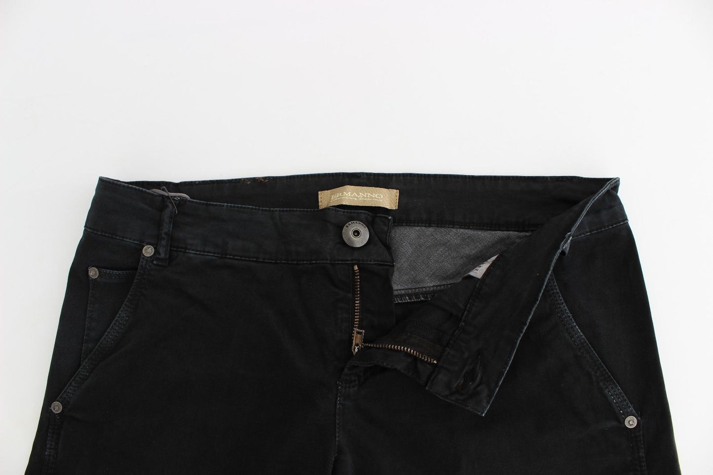 Sleek Black Slim Leg Designer Jeans - SEHABRANDS