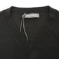 Elegant Black V-Neck Wool Blend Sweater - SEHABRANDS