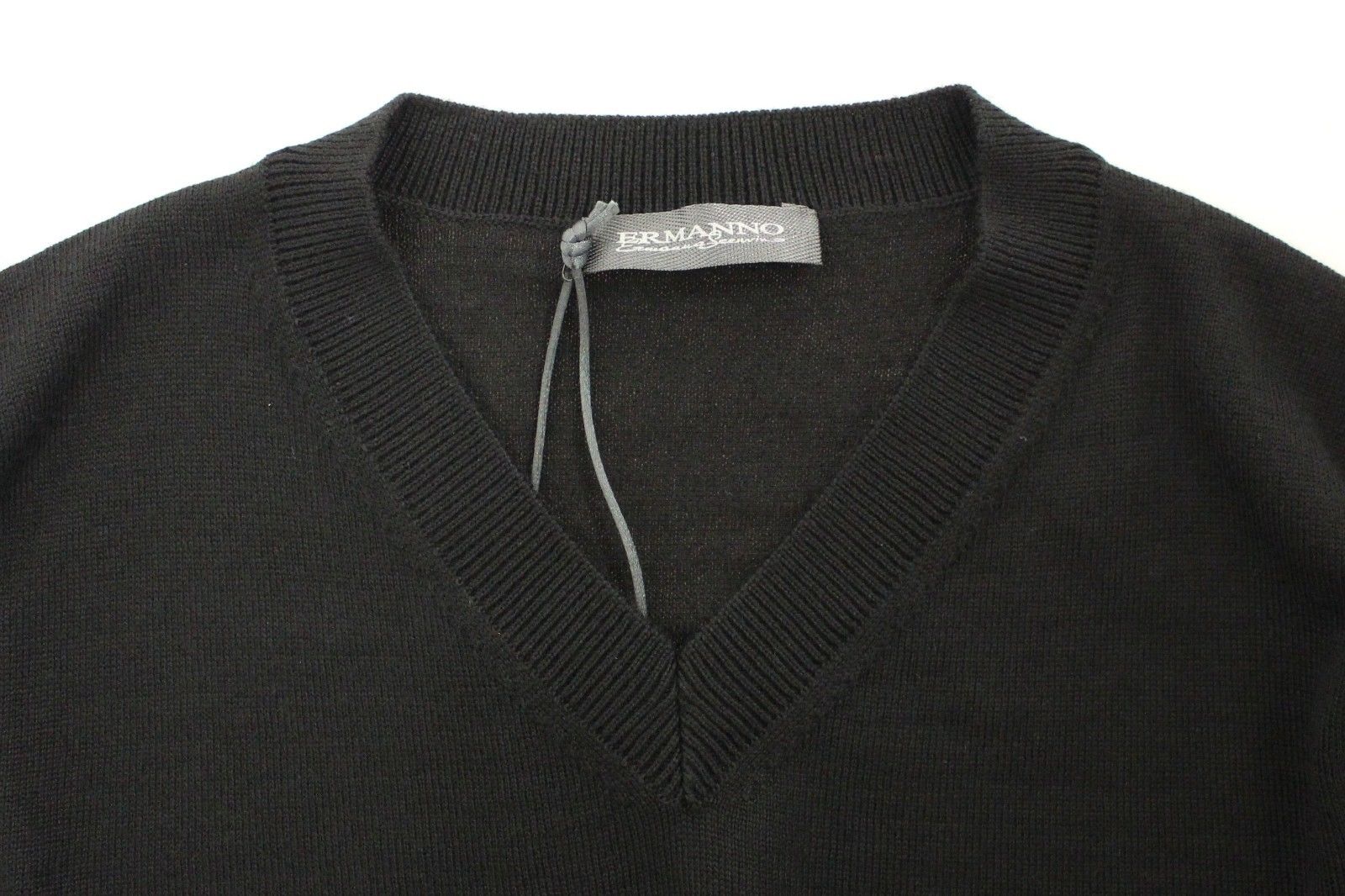 Elegant Black V-Neck Wool Blend Sweater - SEHABRANDS