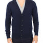 Chic Blue Wool Blend Cardigan Sweater - SEHABRANDS