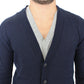 Chic Blue Wool Blend Cardigan Sweater - SEHABRANDS