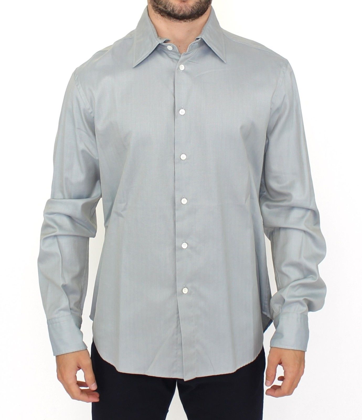 Elegance Unleashed Gray Casual Button-Front Shirt - SEHABRANDS