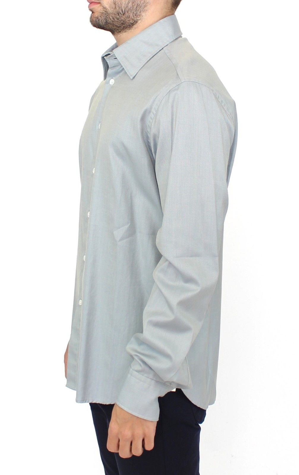 Elegance Unleashed Gray Casual Button-Front Shirt - SEHABRANDS