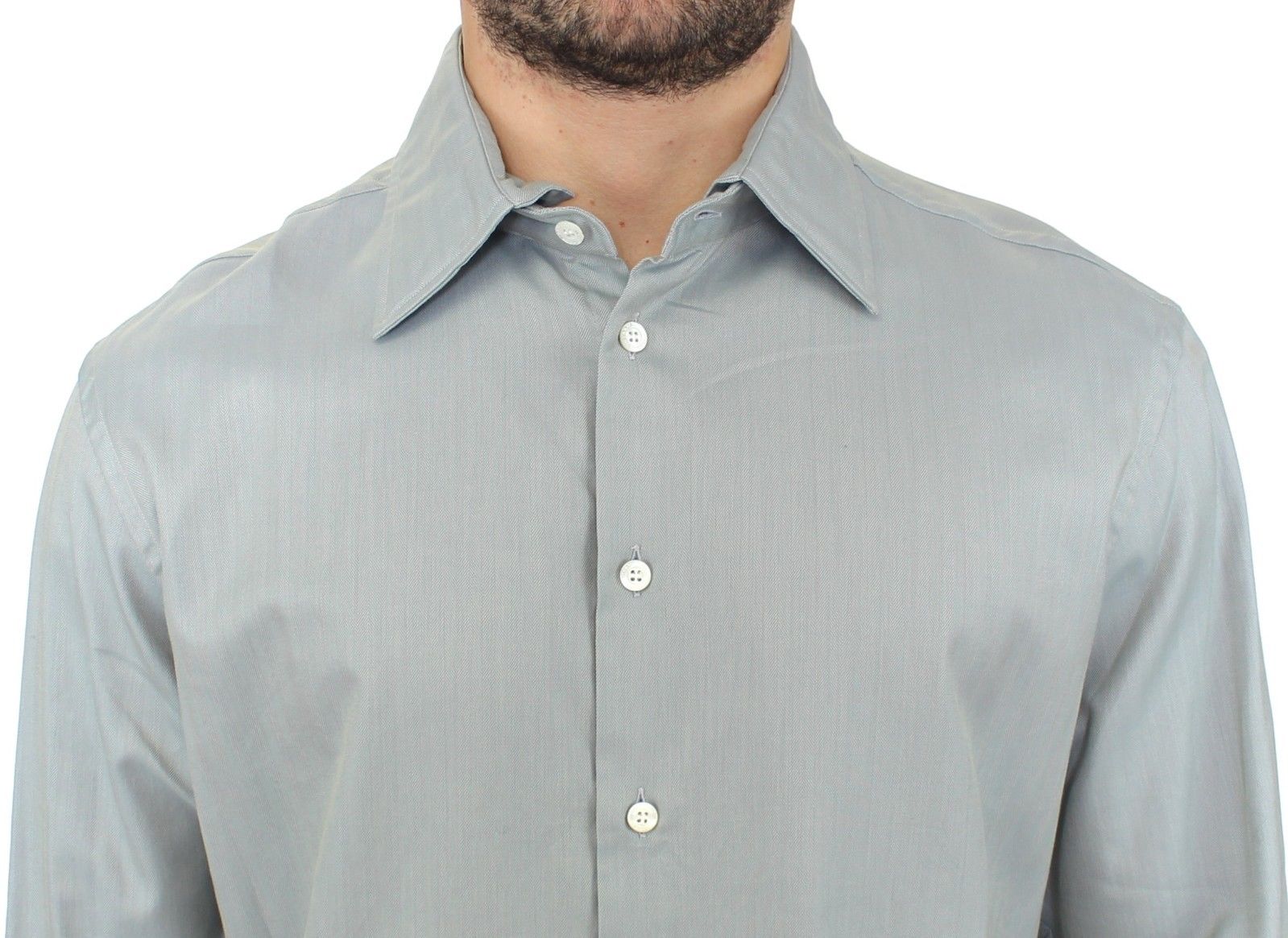 Elegance Unleashed Gray Casual Button-Front Shirt - SEHABRANDS