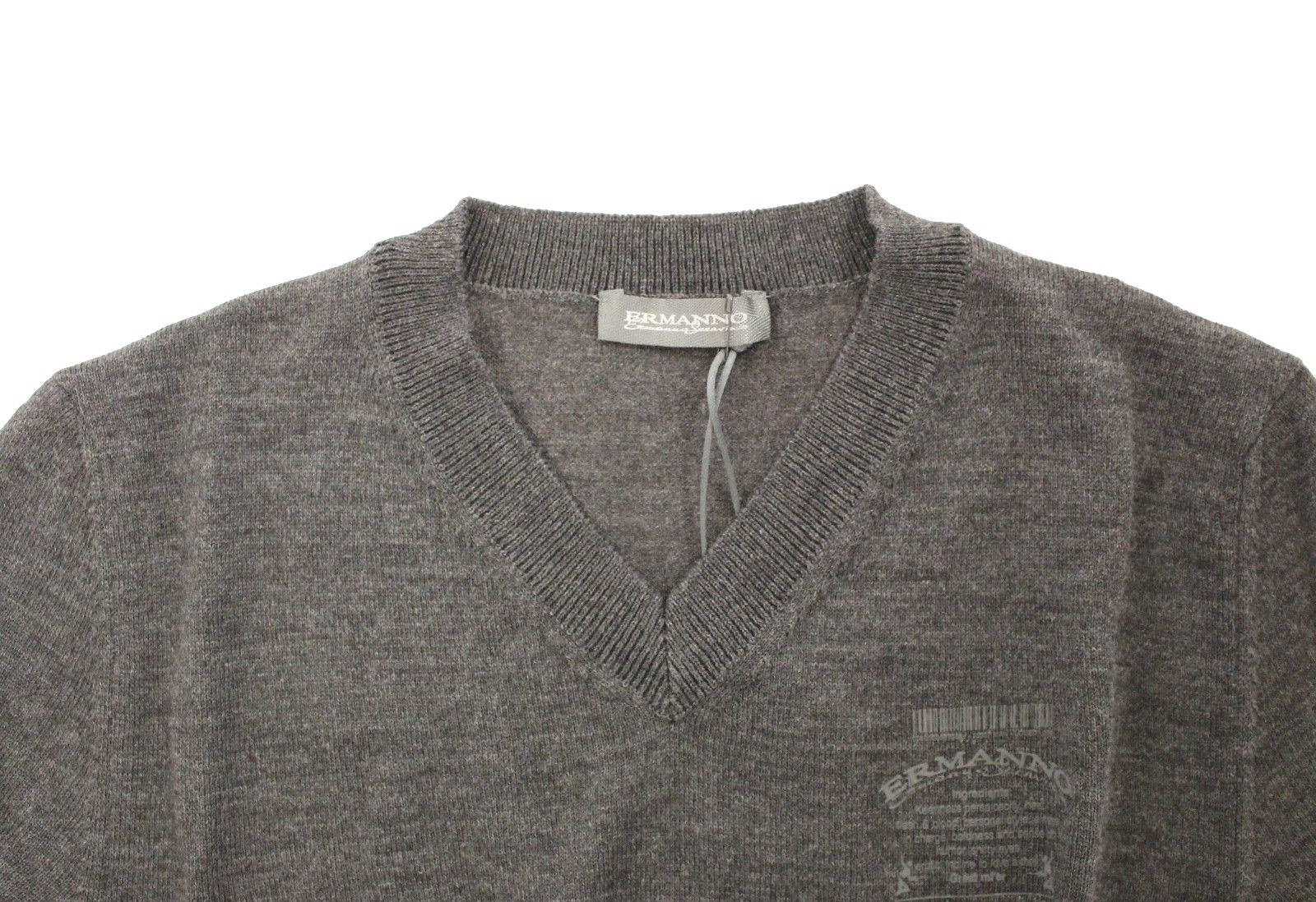 Chic Gray V-Neck Wool Blend Pullover Sweater - SEHABRANDS