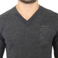 Chic Gray V-Neck Wool Blend Pullover Sweater - SEHABRANDS