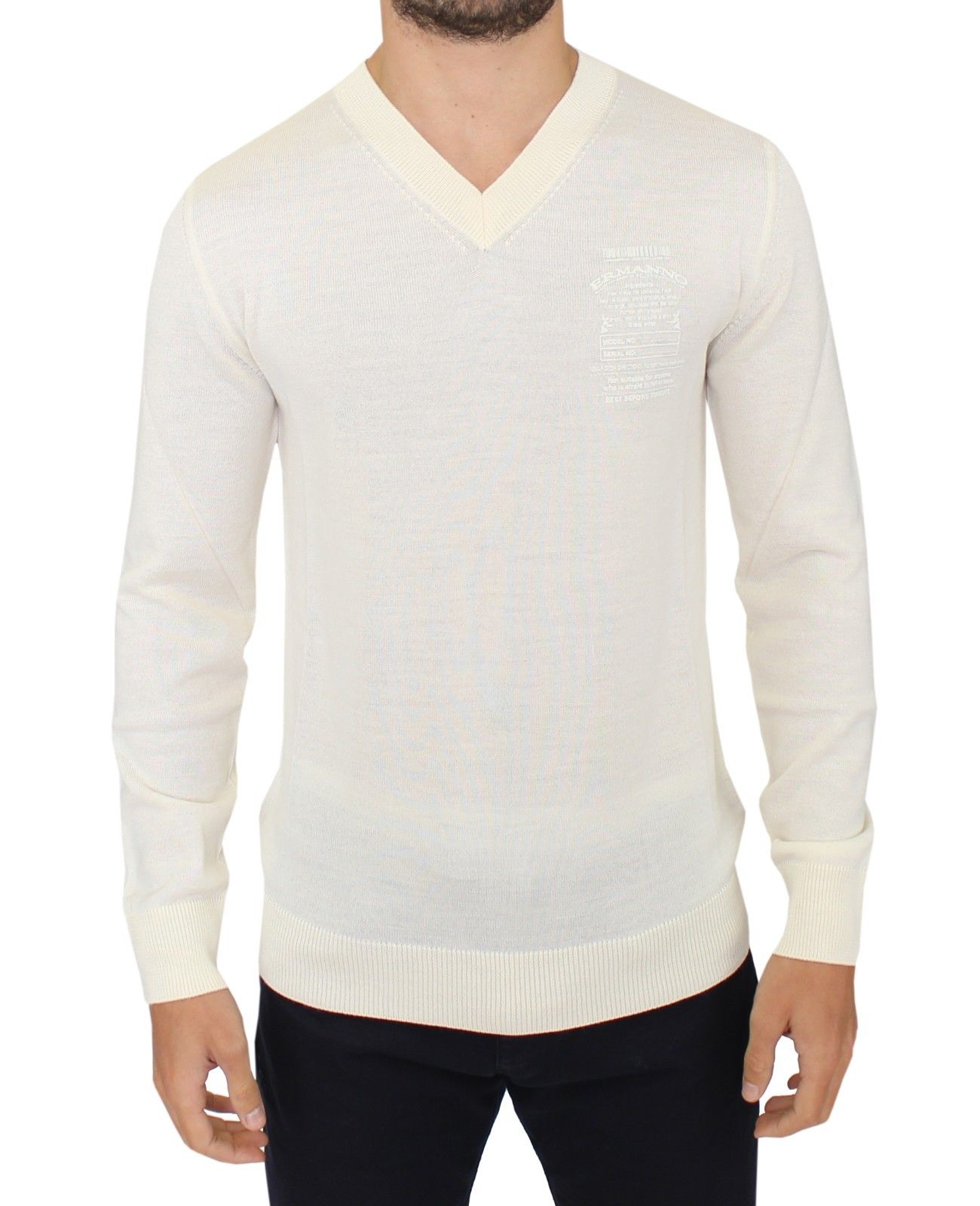 Off-White V-Neck Wool Blend Pullover - SEHABRANDS