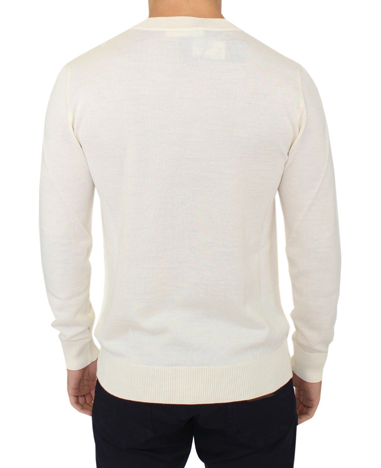 Off-White V-Neck Wool Blend Pullover - SEHABRANDS