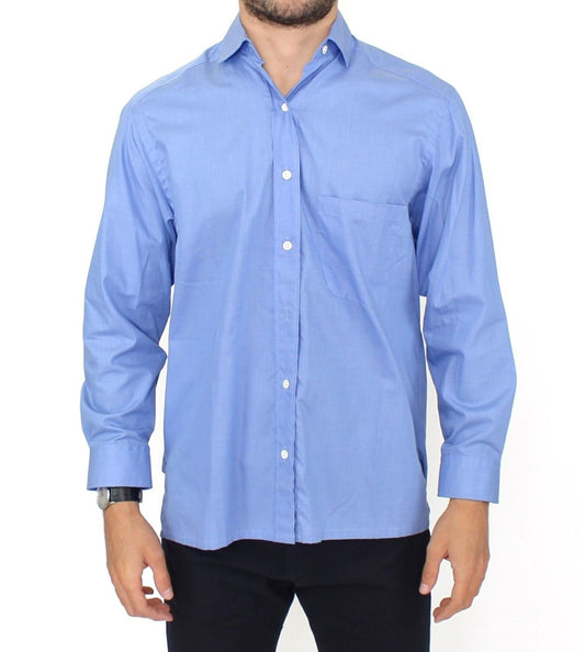 Dapper Blue Cotton Dress Shirt for Men - SEHABRANDS