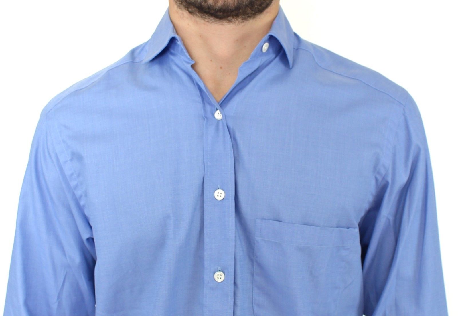 Dapper Blue Cotton Dress Shirt for Men - SEHABRANDS