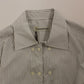 Elegant White and Gray Striped Cotton Shirt - SEHABRANDS