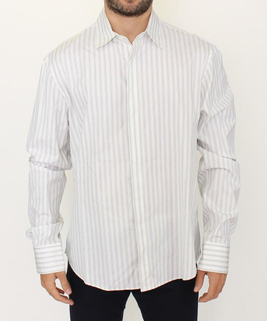 Elegant Striped Cotton Casual Shirt - SEHABRANDS