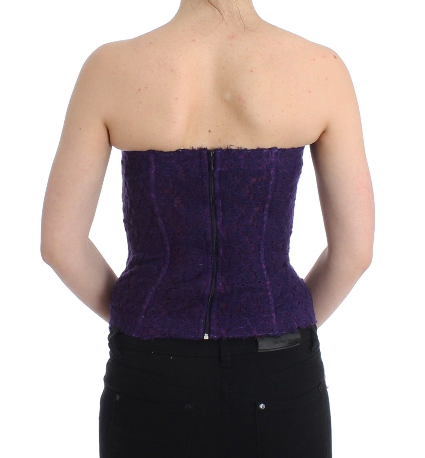 Purple Lace Silk Blend Bustier Corset - SEHABRANDS