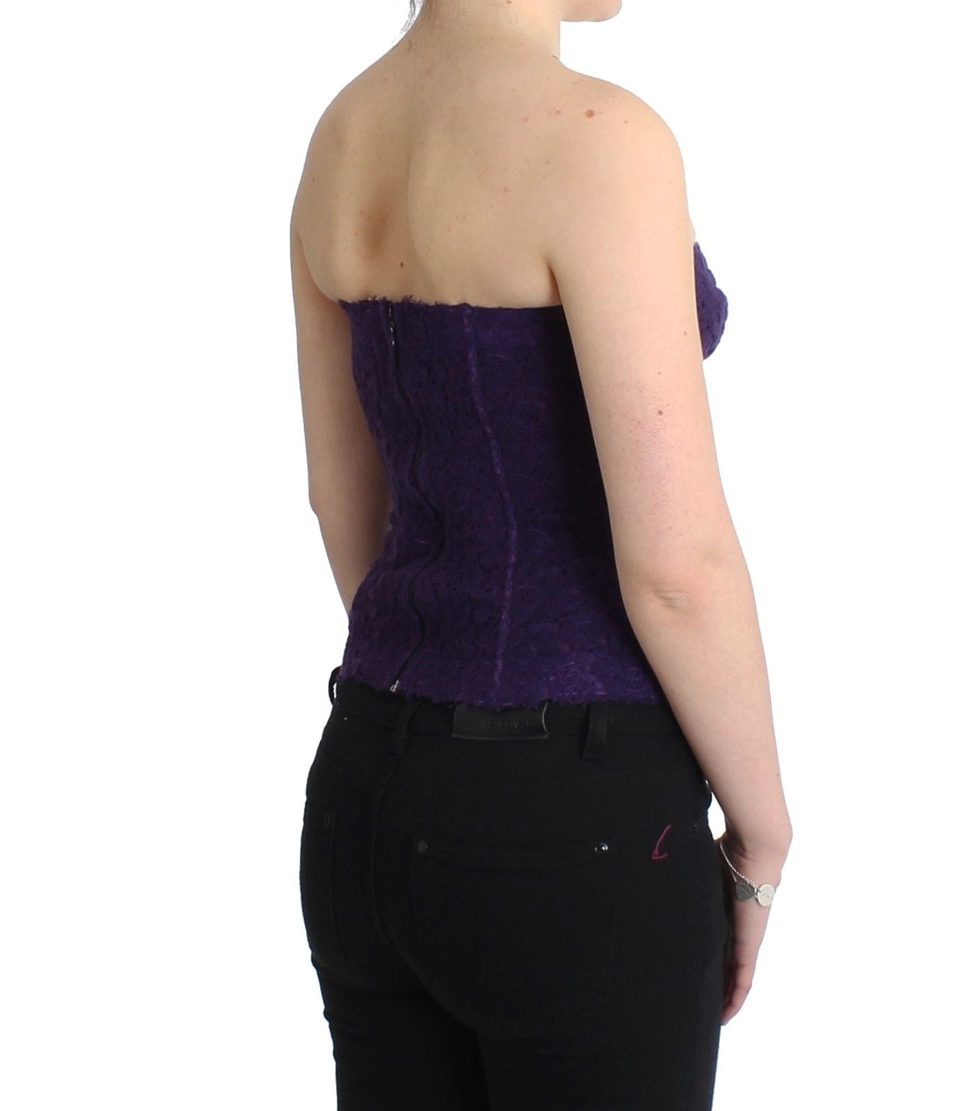 Purple Lace Silk Blend Bustier Corset - SEHABRANDS