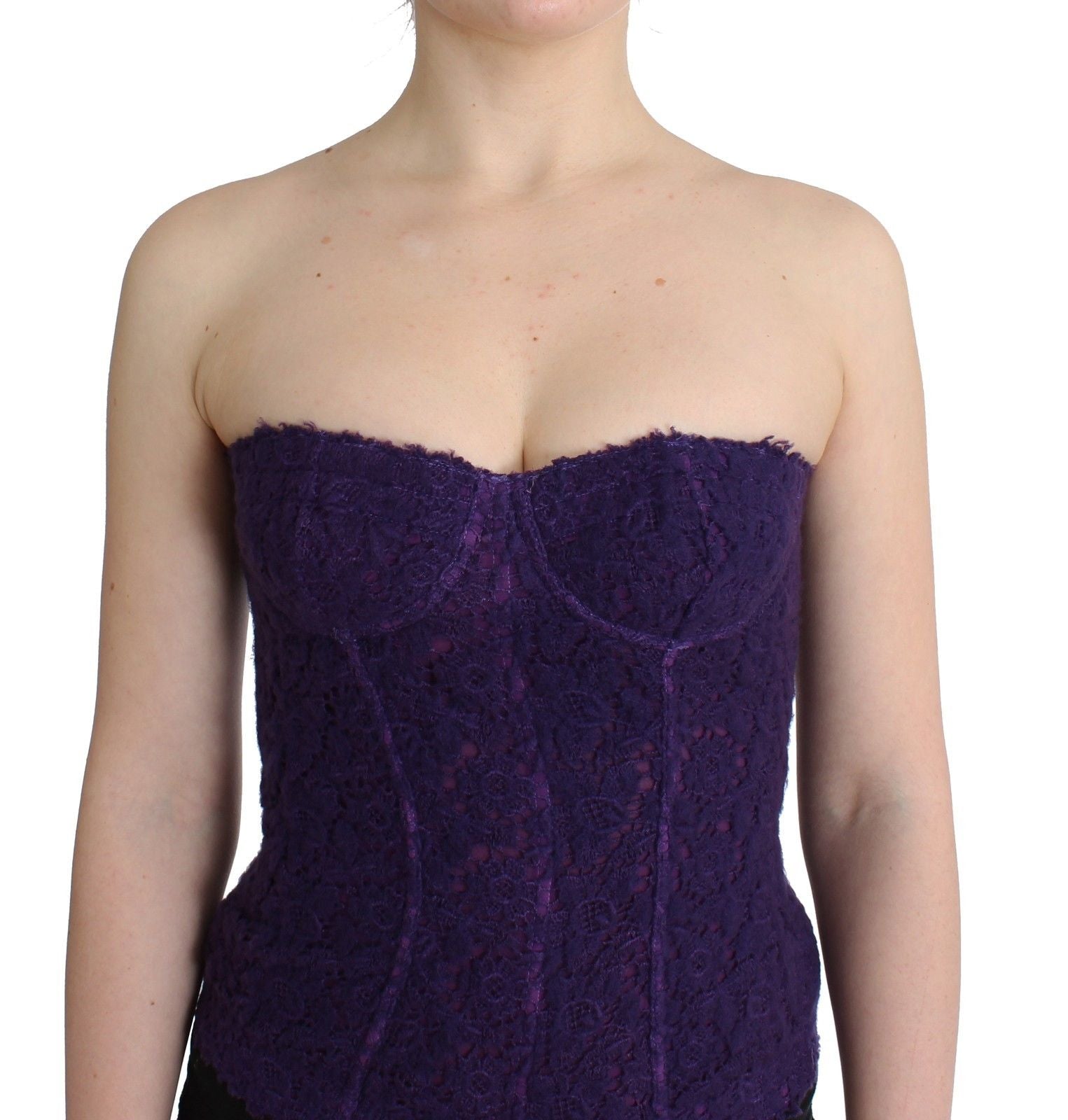 Purple Lace Silk Blend Bustier Corset - SEHABRANDS