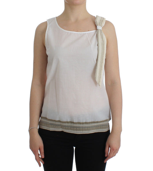 Elegant White Bow-Detailed Sleeveless Top - SEHABRANDS