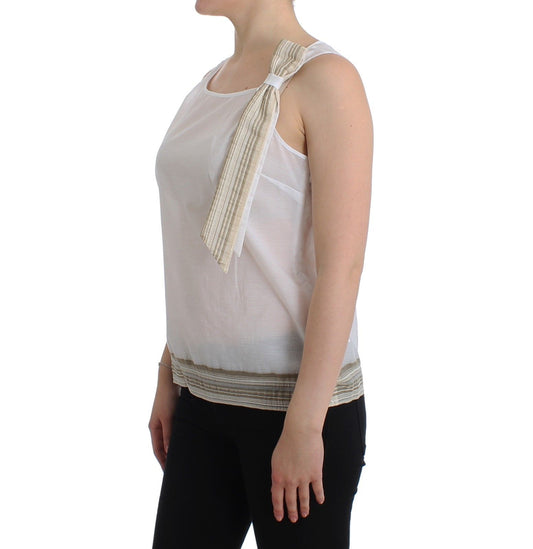 Elegant White Bow-Detailed Sleeveless Top - SEHABRANDS