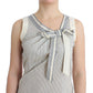 Chic Striped Cotton-Silk Bow Top - SEHABRANDS