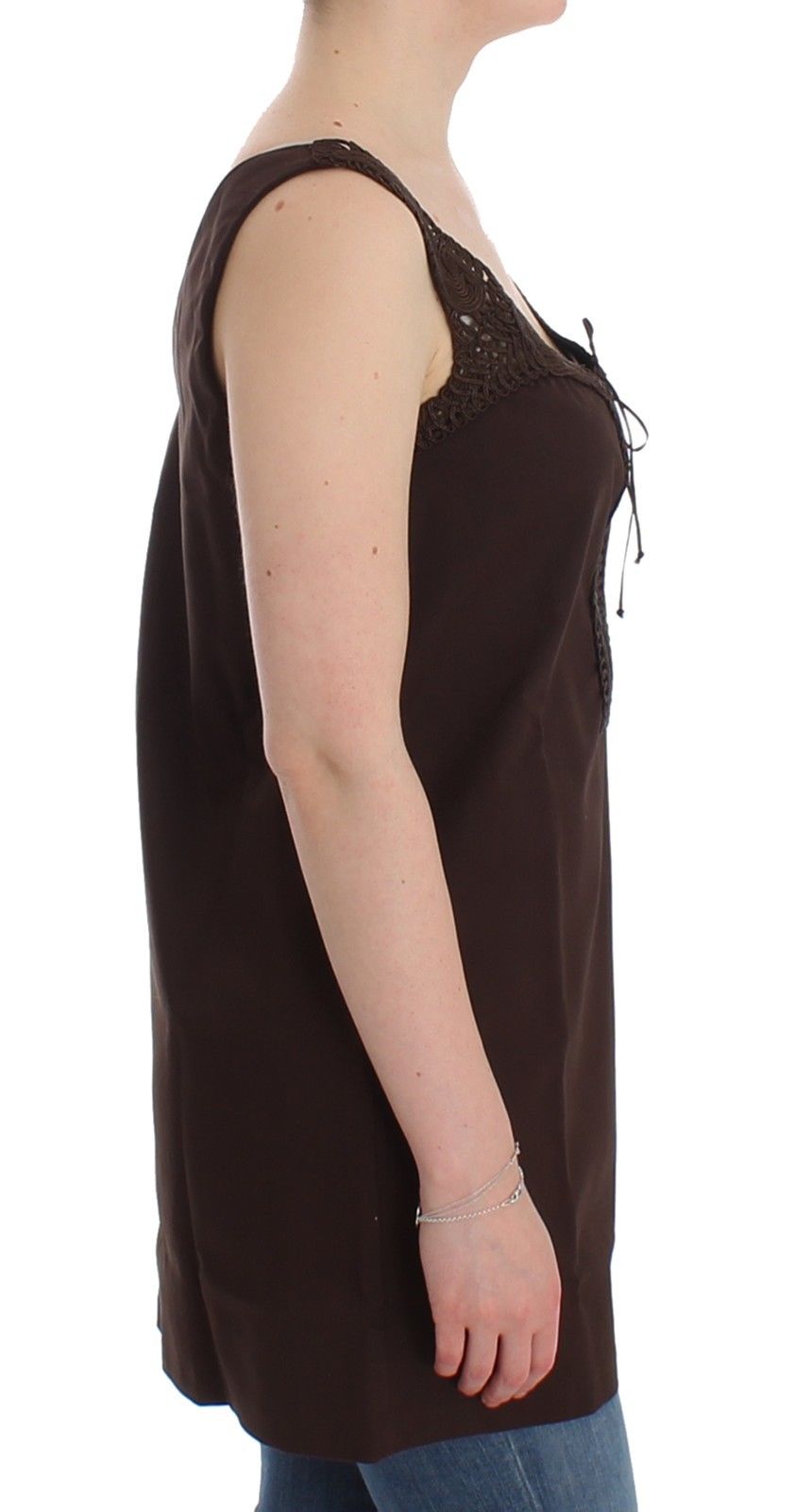 Chic Brown Tunic Cotton Dress Top - SEHABRANDS