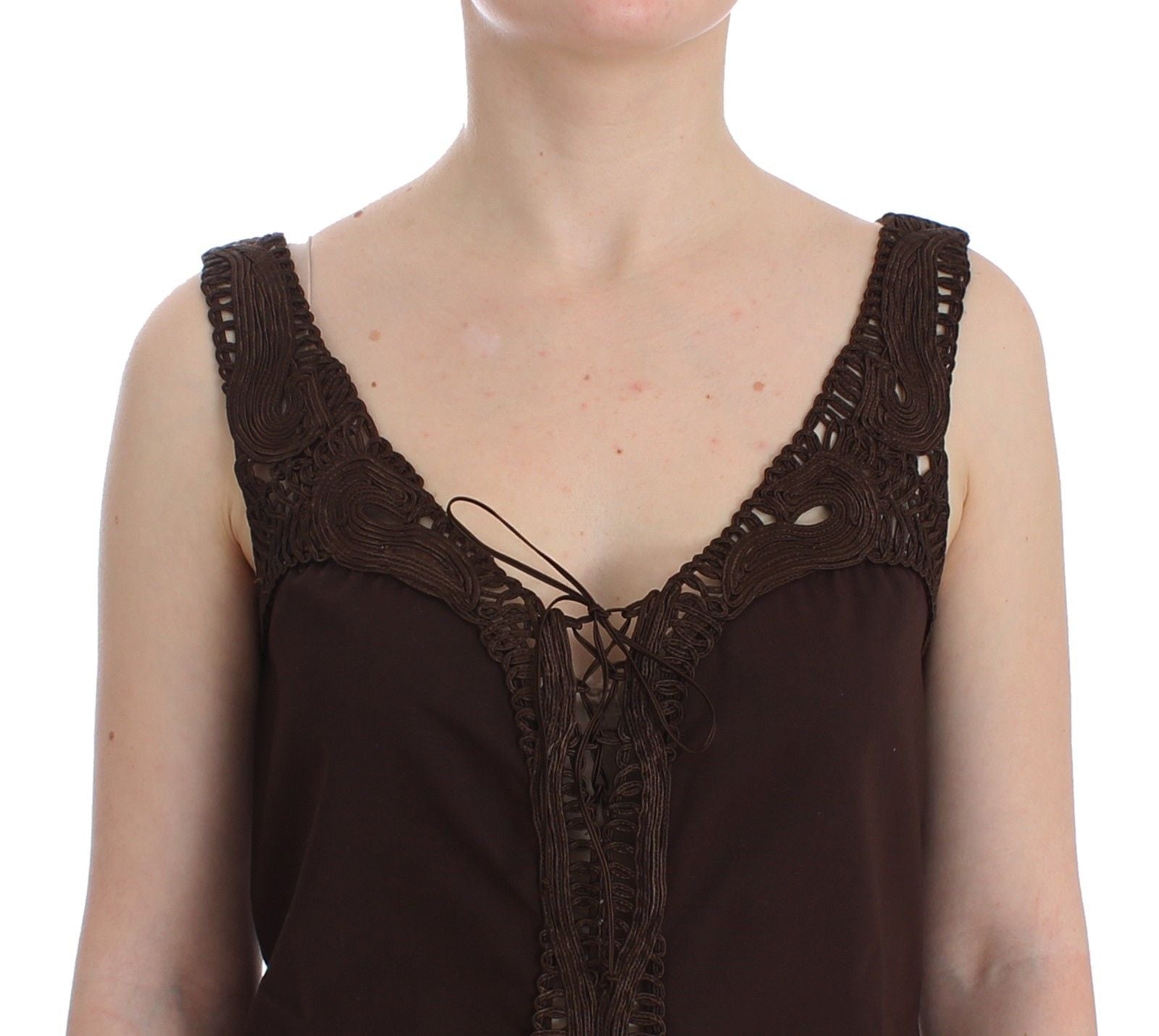 Chic Brown Tunic Cotton Dress Top - SEHABRANDS