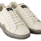 Dolce & Gabbana Elegant White & Gold Leather Sneakers