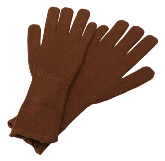 Dolce & Gabbana Elegant Brown Cashmere Winter Gloves