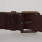 Dolce & Gabbana Elegant Brown Leather Belt with Metal Buckle