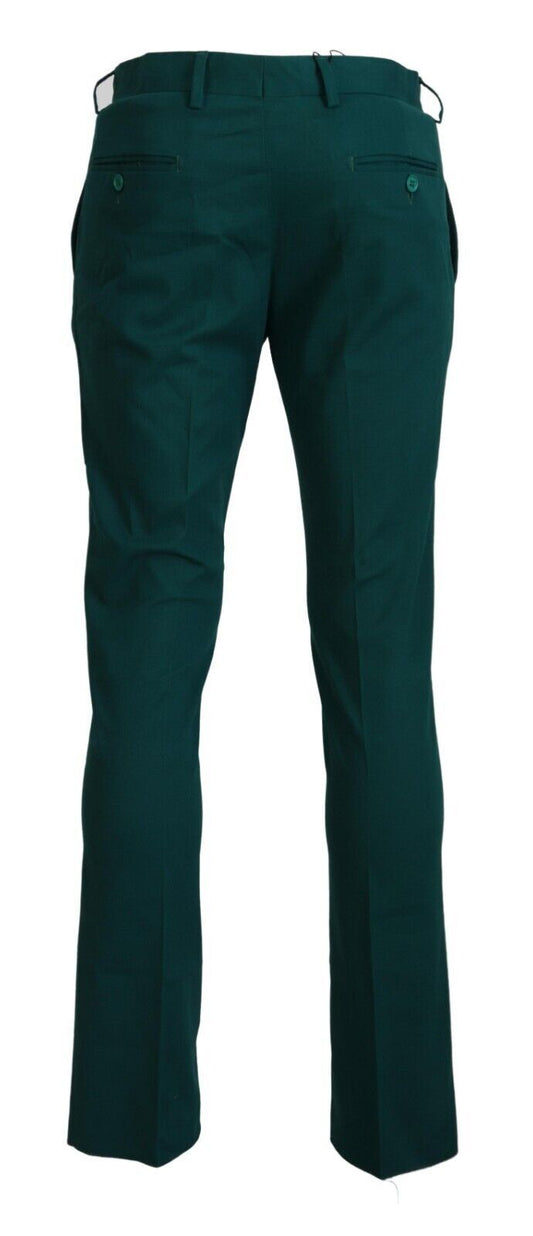 Elegantly Tailored Green Pure Cotton Pants - SEHABRANDS