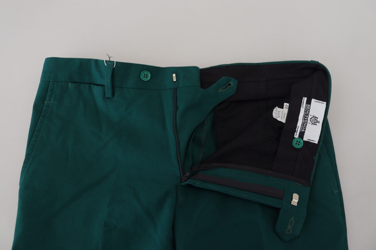 Elegantly Tailored Green Pure Cotton Pants - SEHABRANDS