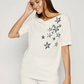 Elegant White Cotton Tee with Rhinestone Accents - SEHABRANDS