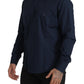 Navy Elegance Cotton Dress Shirt - SEHABRANDS