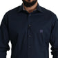 Navy Elegance Cotton Dress Shirt - SEHABRANDS