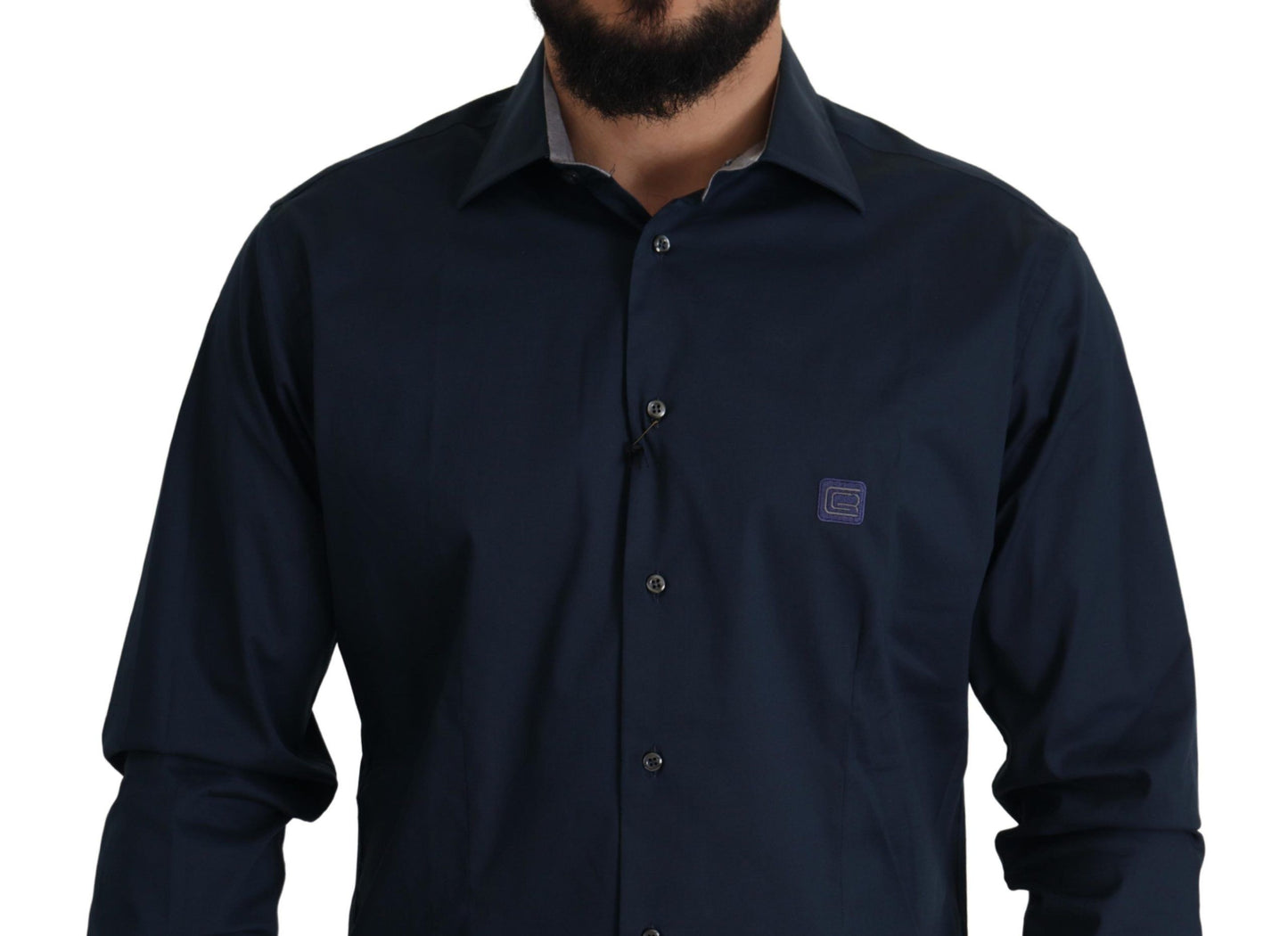 Navy Elegance Cotton Dress Shirt - SEHABRANDS