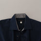 Navy Elegance Cotton Dress Shirt - SEHABRANDS