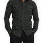 Sleek Dark Gray Cotton Casual Shirt - SEHABRANDS