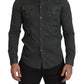 Sleek Dark Gray Cotton Casual Shirt - SEHABRANDS