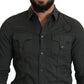 Sleek Dark Gray Cotton Casual Shirt - SEHABRANDS