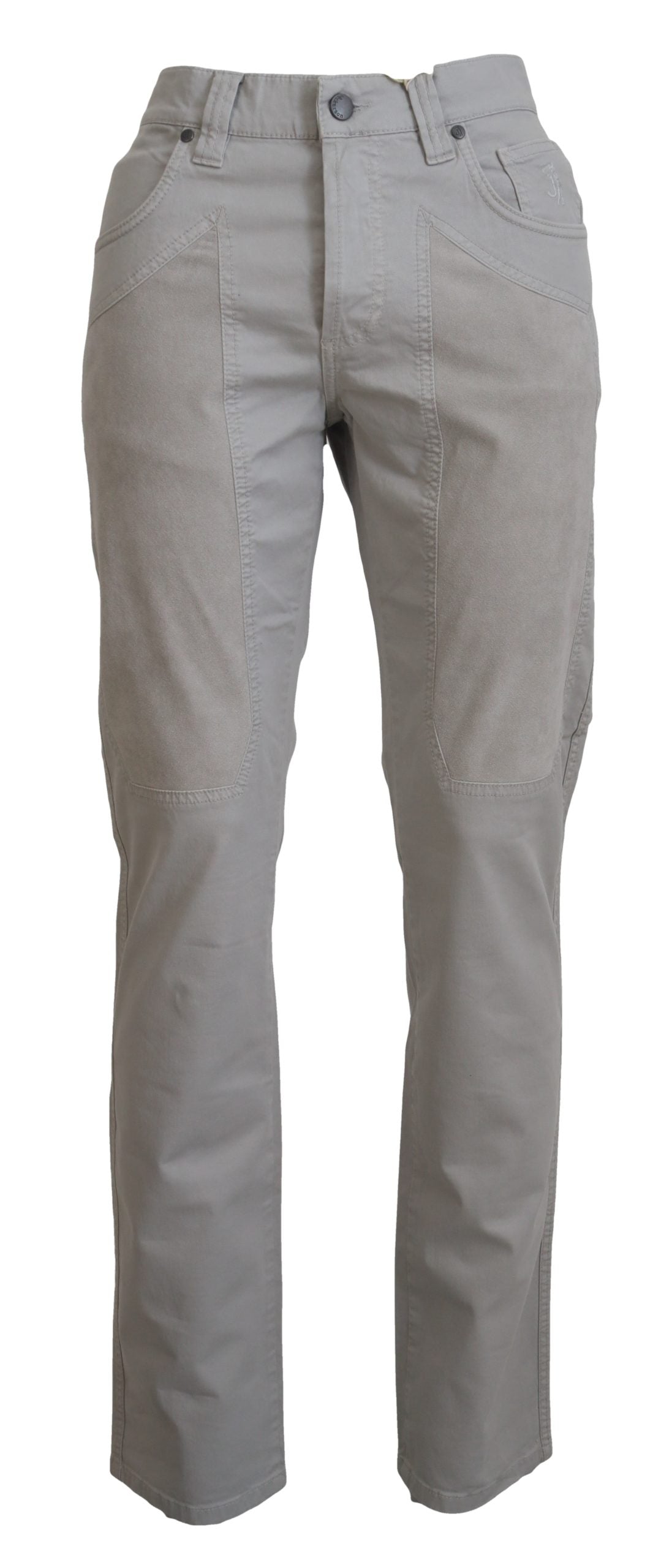 Elegant Gray Cotton Blend Pants - SEHABRANDS