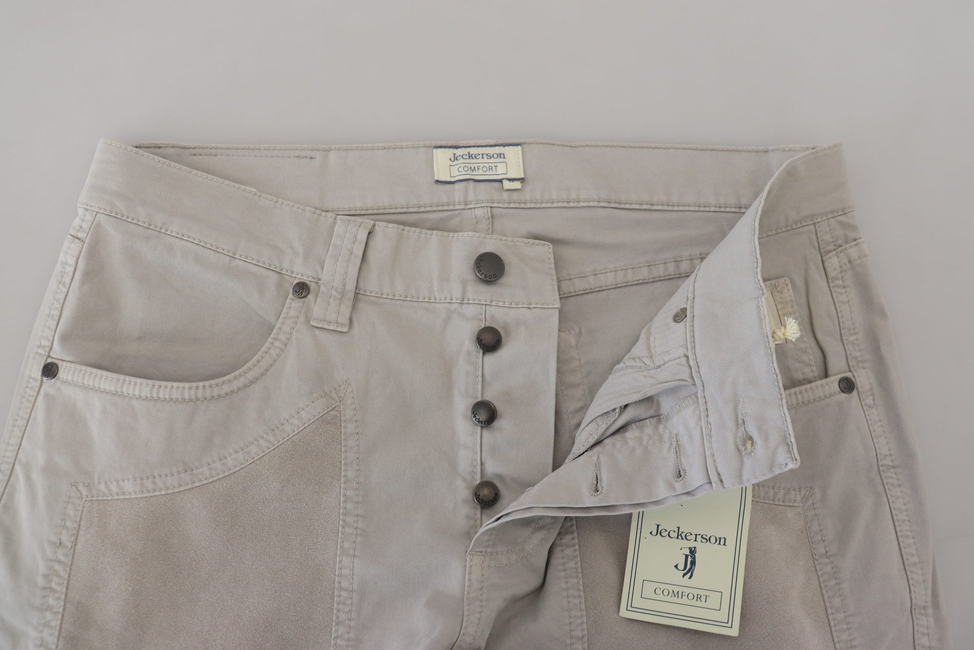 Elegant Gray Cotton Blend Pants - SEHABRANDS