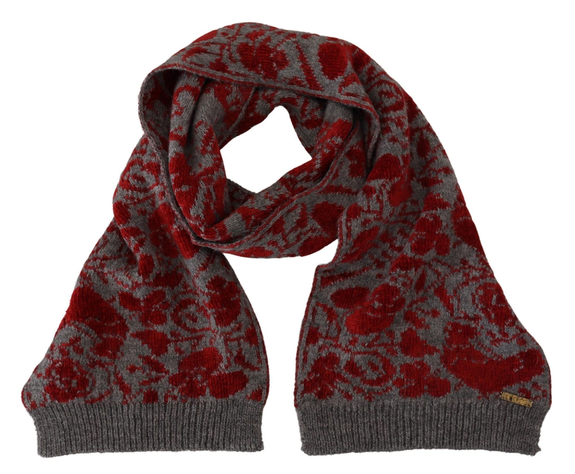 Chic Red and Grey Cotton Wrap Scarf - SEHABRANDS